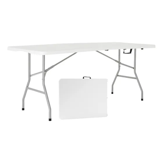 Garden Life Picnic Mesa Para Jardin Exterior Plegable Camping Portatil 180 x 74 Cm Color Blanco