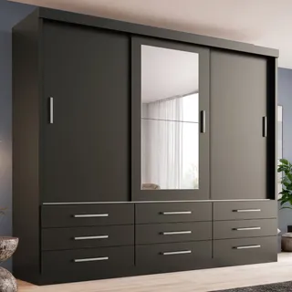 Tonielque Móveis Guarda Roupa Casal Capri 3 Portas Correr 9 Gav C/ Espelho