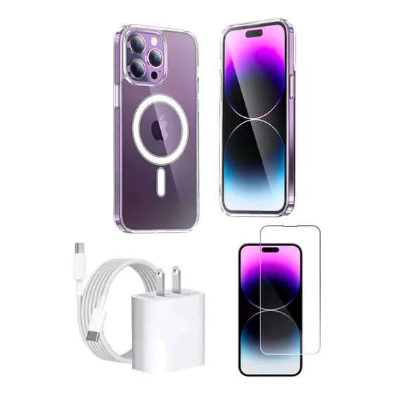 Case Magsafe + Cargador + Cristal iPhone 15 Promax