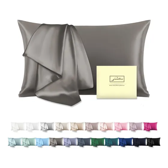 Funda De Almohada De Seda De Morera Gris King 50 X 90 Cm