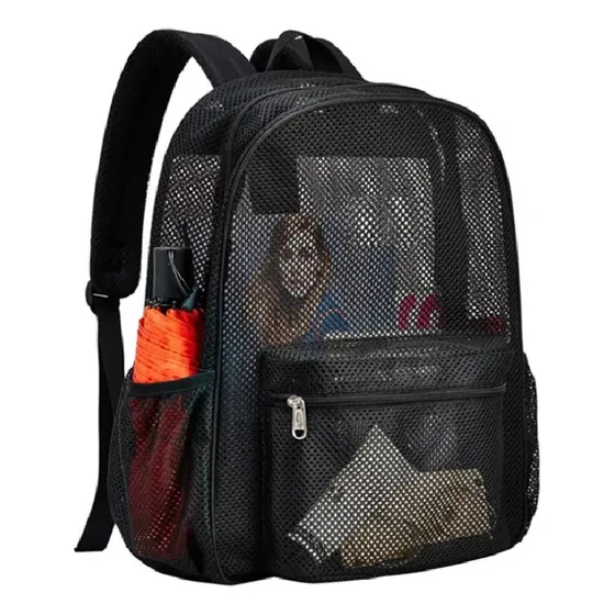 Bolso Morral Mochila Escolar Malla Transparente Escuela Tela