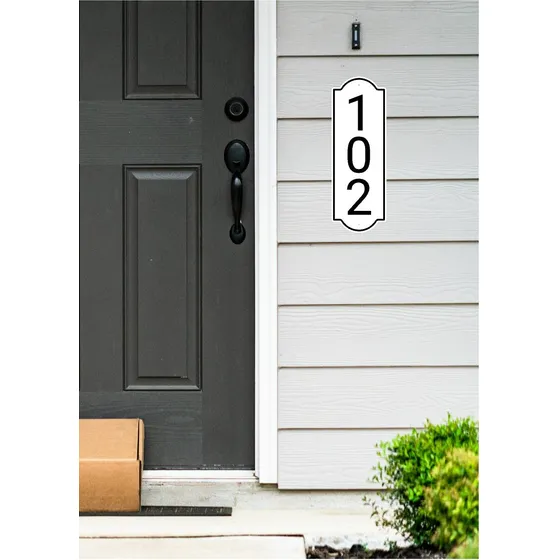 Numero Casa Vertical Blanco Negro Placa Exterior Buzon (10 X