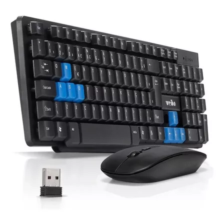 Kit de teclado y ratón inalámbricos de 2,4 GHz para ordenador portátil y Mac, color negro