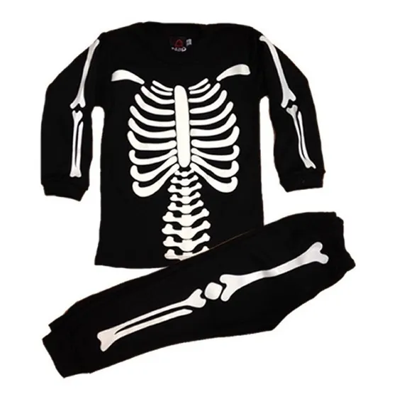 Pijama Esqueleto Niños Invierno Brilla Oscuridad Talle 10-16