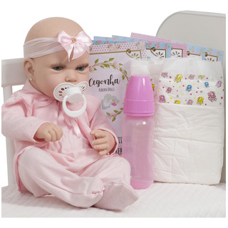Bebé Reborn Com Banho Rosa E Acessórios Cegonha Reborn Dolls Bebé Reborn Com Banho Rosa E Acessórios Cegonha Reborn Dolls