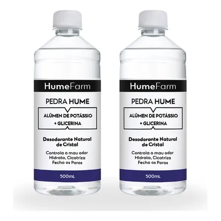 Kit 2 Pedra Hume 500ml Com Glicerina Desodorante De Cristal Água