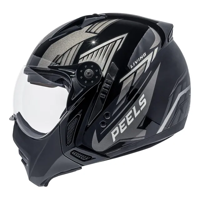 Capacete Peels Mirage Preto Cinza Brilho Com Viseira Solar
