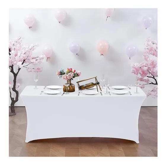Toalha De Mesa Malha Lycra 180 X 75cm Retangular Festa Buffe Cor Branco Branco