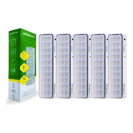 Kit 5 luminárias de Emergência Intelbras LEA31 Led lâmpada Com bateria Recarregável Cor branco