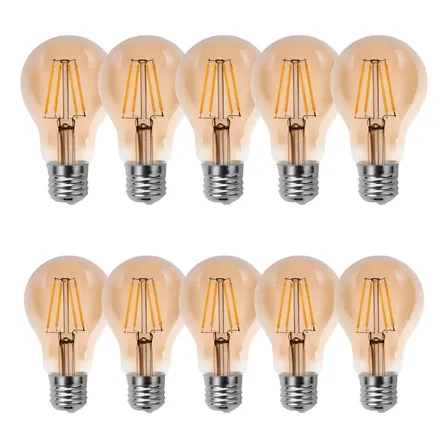Kit 10 Lâmpadas Filamento Led A60 4w 2400k E27 Bivolt 127/220v Branco-quente
