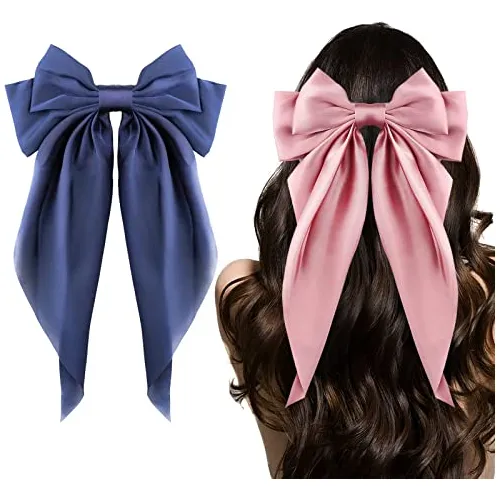 Big Bow Hair Clips 2pcs, Long Tail French Hair Bows Tfprq