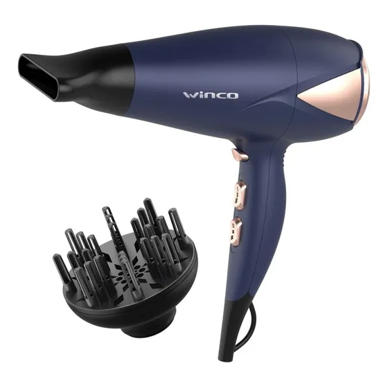 Secador De Pelo Profesional Difusor Frio Calor Winco W4192 E Color Azul