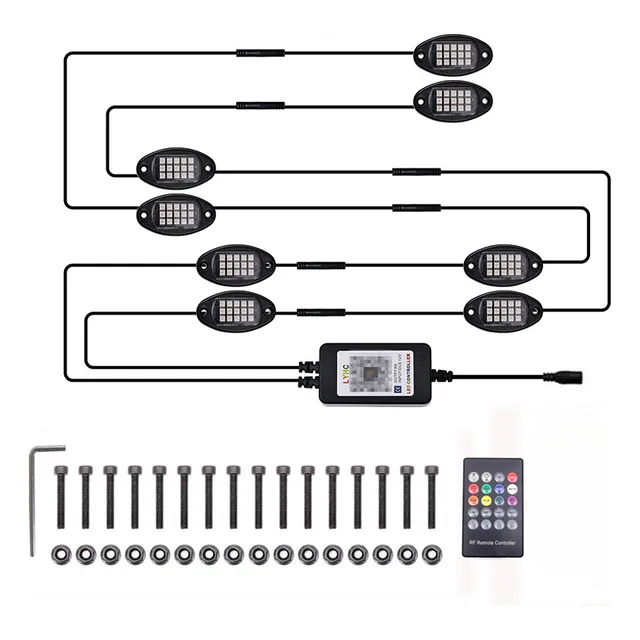 Luces Led De Roca Rgb 8 En 1, Luz Para Chasis De Automóvil
