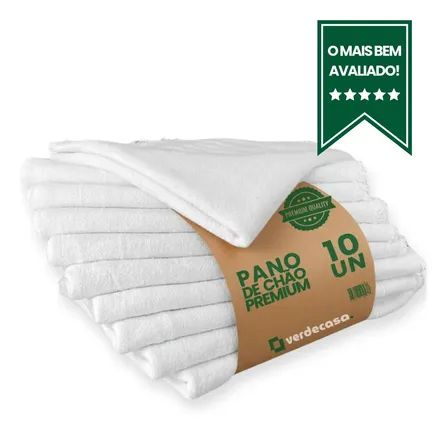 Pano De Chão Grande Branco Alvejado Grosso Pano Para Limpeza Pesada Kit 10 Panos 100% Algodão Super Absorvente Com 10 Unidades De Pano De Chão Grosso 45 Cm X 70 Cm 120g Verdecasa