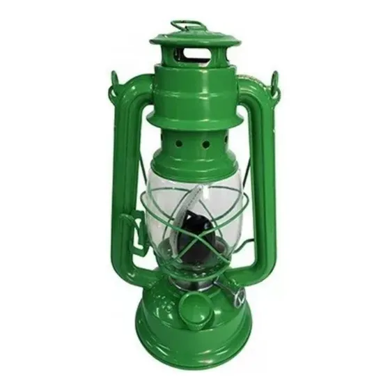 Lampião Lamparina Vintage Querosene Retro Modelo Antigo Cor Verde
