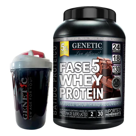 Proteína Fase 5 Aumento Muscular Recuperación Shaker Genetic