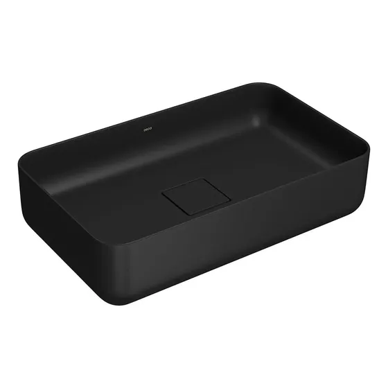 Bacha Lavatorio De Apoyo Rectangular 50x30 Negro Deca Loza