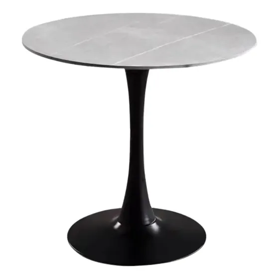 Mesa Para Comedor Cocina O Jardín Elegante Con Pata Pedestal Gris Claro