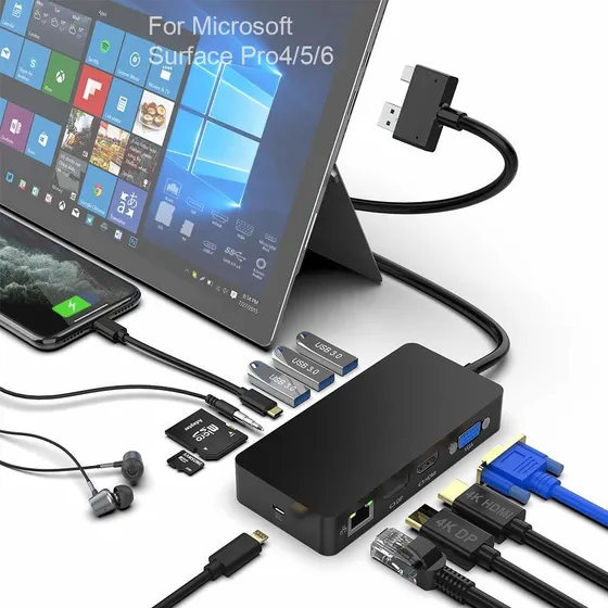 Microsoft Surface Para Pro Rocketek Hub Usb Triple Hdmi