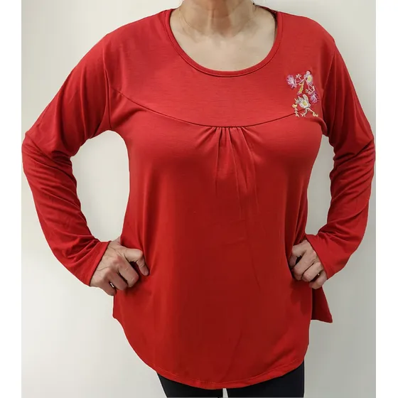 Remera Modal Manga Larga Mujer Talles Especiales Bordada