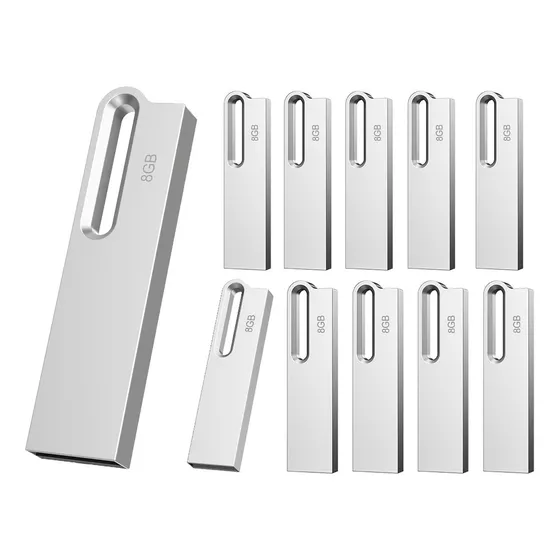 Pen Drive Topesel U311 8gb Usb 2.0 Metal 10 Unidades Color Plateado
