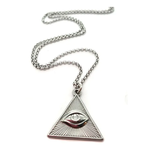 Collar Triángulo Ojo De Acero Inoxidable Unisex