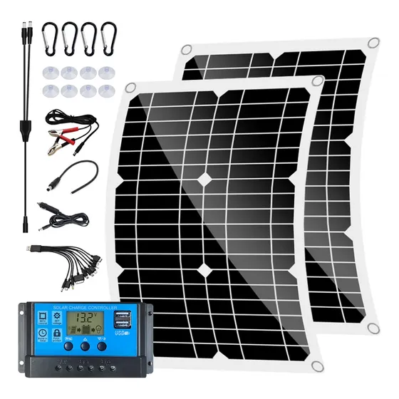 2 Paneles Solar 40w Con Controlador De Carga Kit Solar