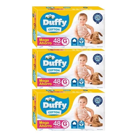 Pañales Para Bebes Duffy Cotton Mega Ahorro Grande 144 Unid