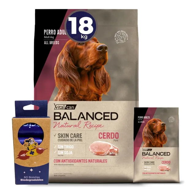Racion Vitalcan Balanced Adulto Cerdo Y Arroz 15kg + Regalo