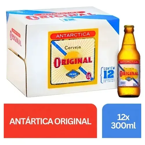 Pack Cerveja Antartica Original 300ml - caixa 12 unidades