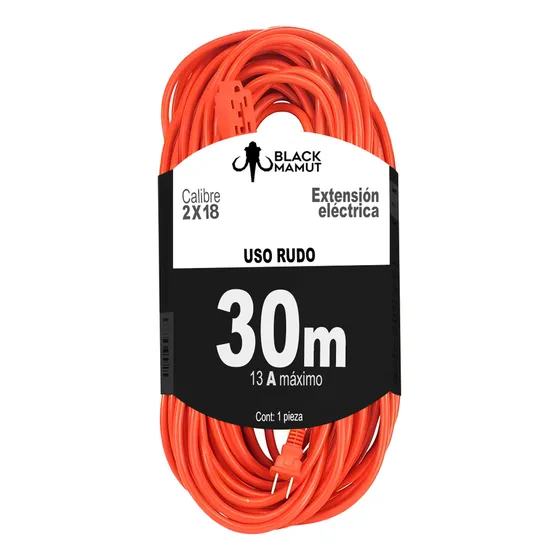 Extensión Eléctrica Uso Rudo Multicontacto 30 Metros Naranja