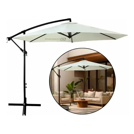 Ombrelone Articulado 3m Ornament OJO-3 Proteção UV Bege Lateral