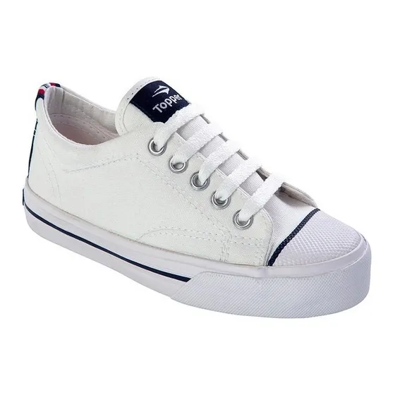 Zapatillas Para Niños Ajuste Cordones Color Blanco Topper