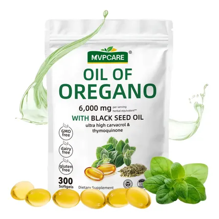3 In1 Suplemento De Aceite De Orégano 6000mg | 300 Cápsulas De Gelatina Blanda | Contiene Carvacrol Y Black Seed Oil | Fórmula Sin Ogm Y Sin Gluten Sin Sabor