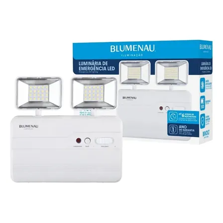 Bloco Luminária De Emergência Led Blumenau Iluminação 2 Faróis 6500k