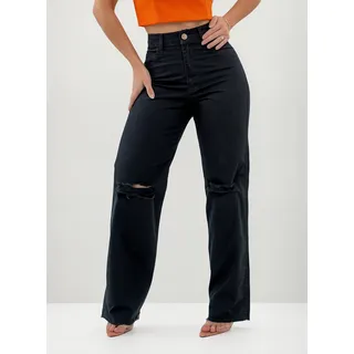 Calça Wide Leg Jeans Destroyed Jeans Pantalona Larga Rasgada Calça Wide Leg Jeans Destroyed Jeans Pantalona Larga Rasgada