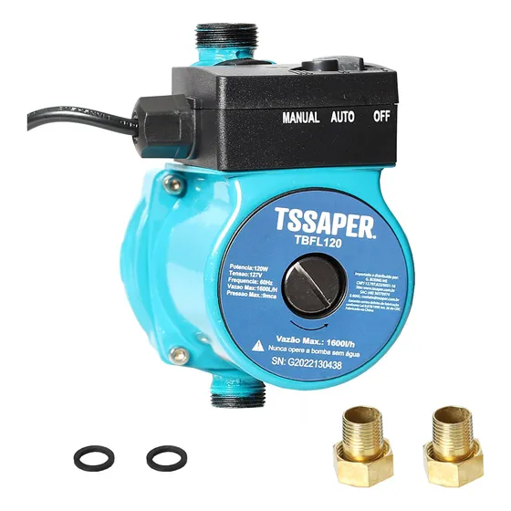 Bomba De Água Pressurizadora 120w 1600l/h silenciosa água quente e fria para torneiras e chuveiros bomba de pressao da agua - Tssaper TBFL120 220v