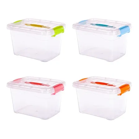 Caja Organizadora Transparente 5 Lts / Pack 4 Colores