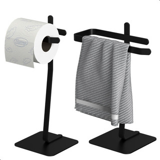 Porta Papel Higiênico De Chão E Porta Toalha Lavabo Oslo.s Cor Preto Porta Papel Higiênico De Chão E Porta Toalha Lavabo Oslo.s Cor Preto