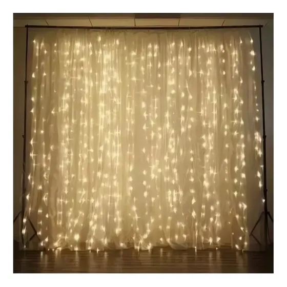 Lluvia De 200 Luces Led Cortina Cálida Arboles Decoración 