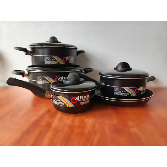 Juego De Ollas Alflon Linea Ébano 9 Piezas