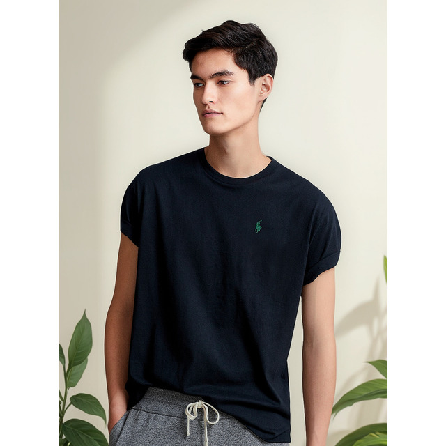 Camiseta Ralph Lauren Masculina Custom Fit Green Icon Preta Camiseta Ralph Lauren Masculina Custom Fit Green Icon Preta