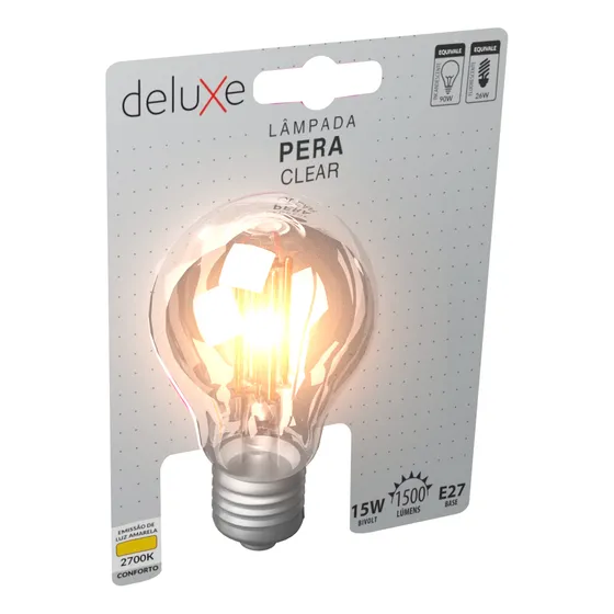Lâmpada Filamento Led Retro Vintage Pera Clear 15w IP20 1500lm E27 2700k 127/220V Luz Branco Quente 352040376 Deluxe By Avant