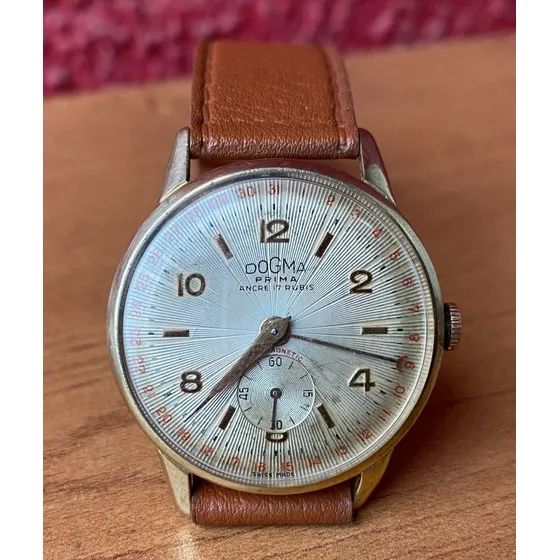 Precioso Antiguo Reloj Vintage Dogma Pointer Cuerda Suizo
