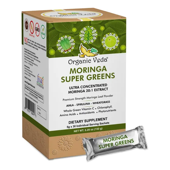 Super Greens Powder Organic Veda Moringa 30 Sobres