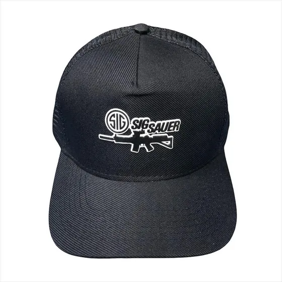 Boné Trucker Preto Liso Telinha Aba Curva - Sig Sauer Logo