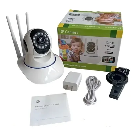 Cámara De Seguridad 3 Antenas Robotizada Wifi Ip Hd Color Blanco