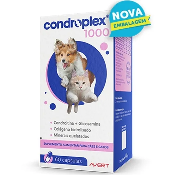 Condroplex 1000 Mg 60 Cápsulas Suplem. Cães E Gatos Avert