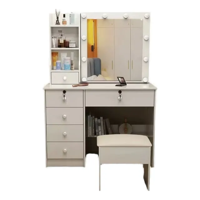 Buro Con Espejo Luz Led Vanity Buro Para Recamara Kit