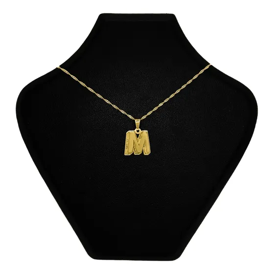 Cadena Y Dije Letra Inicial Oro 18k M 45 Cm
